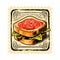 Vintage Doodle Style Sandwich Stamp - Colorful Food Illustration