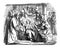 Vintage Drawing of Biblical Story of the Boy Jesus Talking with Teachers in Temple in Jerusalem.Bible, New Testament