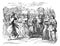 Vintage Drawing of Biblical Story of King David Dancing and Celebrating God With People