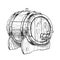 Vintage Drawn Barrel With Tap For Liquid Vector