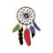 Vintage dreamcatcher with feathers. Boho decoration ring