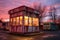 vintage drive-in theater ticket booth at dusk