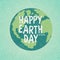 Vintage Earth Day Poster. Planet Earth Illustration. Rays,  and Text. Grunge layers can be removed