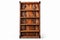 Vintage Elegance: Distressed Barn Wood Bookshelf with Iron Accents on White Background