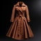 Vintage Elegance: Hyper Realistic Brown Coat Dress Render