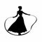 Vintage Elegance: Silhouette Of Woman With Silky Jump Rope