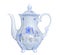 Vintage elegant porcelain tea pot isolated on white background
