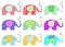Vintage elephants. Retro pattern. Textures and geometric shapes. PNG available