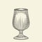 Vintage empty glass. Ink hand drawn pilsner glass of beer sketch isolated on light background