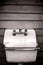 Vintage Enamel Utility Tub Sink on Old House Wall