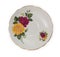 Vintage English porcelain saucer, old style, rich decorated by flowers of rose decors. Isolated on a white background