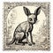 Vintage Engraving Of Gothic-inspired Kangaroo With Mexican Folk Art Influence