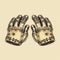 Vintage Engraving Leather Gloves With Steampunk Icon