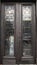 Vintage entrance wooden brown wenge color door with glass
