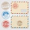 Vintage envelopes template with grunge postal stamps