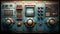 Vintage Equipment Control Panel. Generative AI