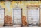 Vintage eroded facade in trinidad, cuba