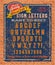 Vintage eroded painted sign on brick wall with vintage alphabet font. Template for design.