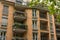 Vintage European Apartment Building Facade Balconies Front View