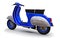 Vintage european blue scooter on a white background. 3d rendering.