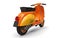 Vintage european orange scooter on a white background. 3d rendering.