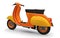 Vintage european orange scooter on a white background. 3d rendering.
