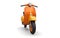 Vintage european orange scooter on a white background. 3d rendering.