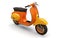 Vintage european orange scooter on a white background. 3d rendering.