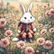 Vintage Explorer Bunny: Flower Meadow Adventure