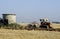 Vintage Farm Tractor ploughing agricultural field