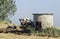 Vintage Farm Tractor ploughing agricultural field