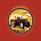Vintage Farm Tractors Logo Design Illustration