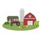 Vintage farm vector illustration. Countryside scenery design