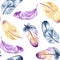 Vintage feathers design. Retro watercolour seamless pattern. Isolated on watercolor background. It can be used for card