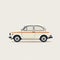 Vintage Fiat Auto Retro Car Illustration In Dark White And Light Orange