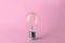 Vintage filament lamp bulb on pink