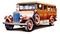 vintage filipino jeepney, photo realistic, simple design, front facing, clip art, white background, Generative AI