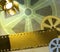 Vintage film strip background with reels and reflector