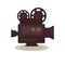 Vintage filming camera isolated on white. Eternal symbol of cinematograph