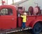 Vintage Firetruck and the Boy