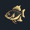 Vintage Fish Logo Design: Gold Perch On Black Background