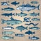 Vintage fish set (vector)