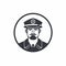 Vintage Fisheye Icon Of Uniformed Bearded Man For Sliman Mansour\\\'s Website