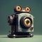 Vintage Fishing Camera With Whimsical Character Design