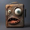 Vintage Fishing Food Suitcase With Quirky Expressions And Trapped Emotions