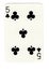 Vintage five of clubs playing card.