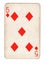 A vintage five of diamonds playing card.