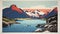 Vintage Fjord Postcard: Olympic National Park, 1970s Color Blocking