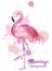 Vintage Flamingo watercolor card Vector. Hand made design decors