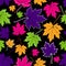 Vintage floral autumn (fall) seamless pattern with multicolored maple leaves